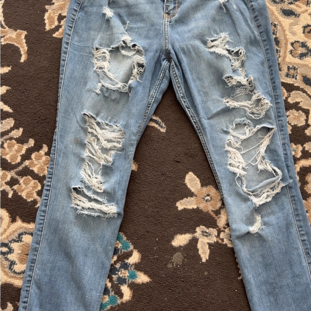 Hollister Light Blue Distressed Straight Leg Jeans